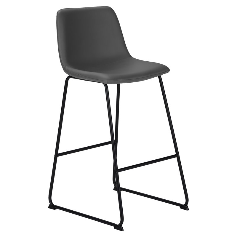 Pemberly Row Office Chair Bar Height Standing Computer Desk PU Leather Grey