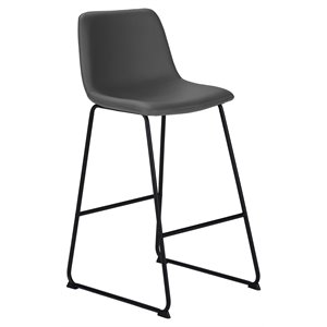 Pemberly Row Office Chair Bar Height Standing Computer Desk PU Leather Grey