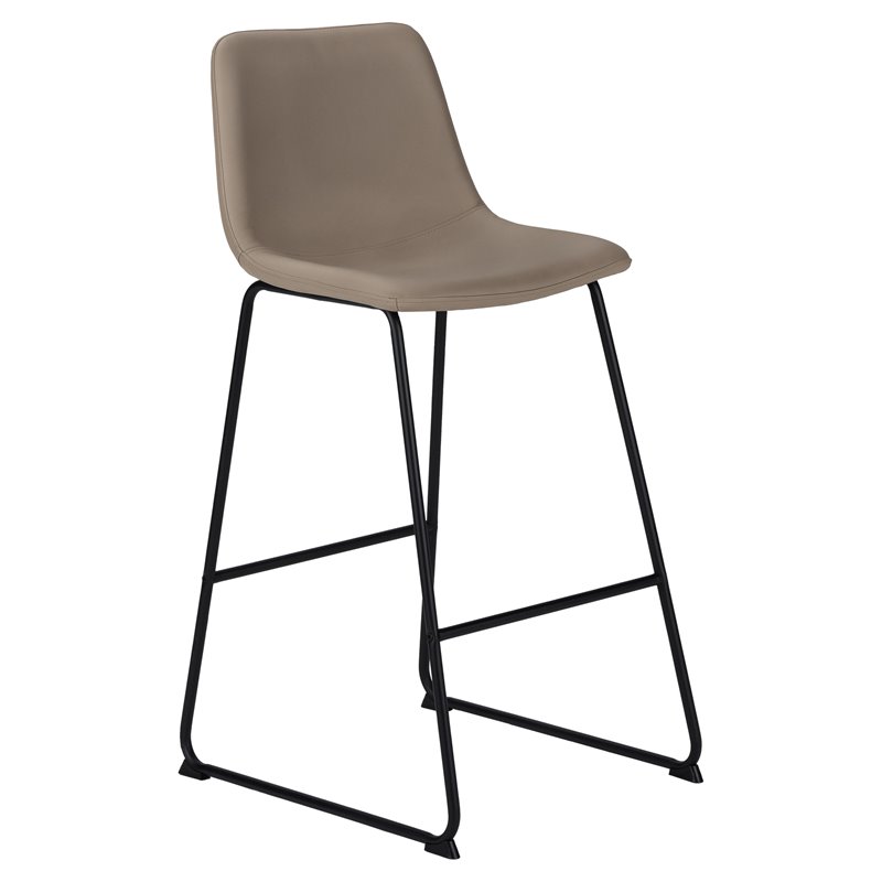 Pemberly Row Office Chair Bar Height Standing Computer Desk PU Leather Brown