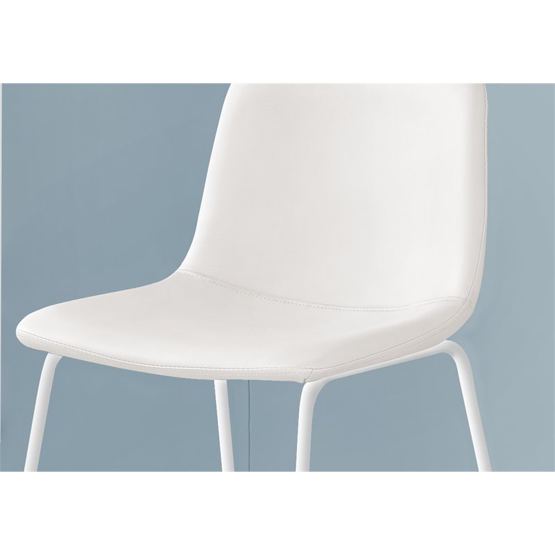 Pemberly Row Modern Faux Leather Office Chair in White Metal Frame