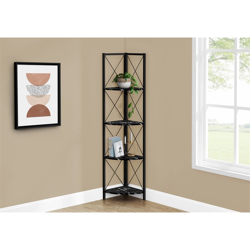 Pemberly Row Corner Bookshelf Etagere 4-Tier 60