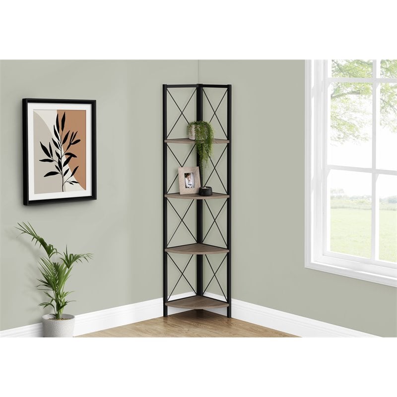 Pemberly Row Corner Bookshelf Etagere 4-Tier 60