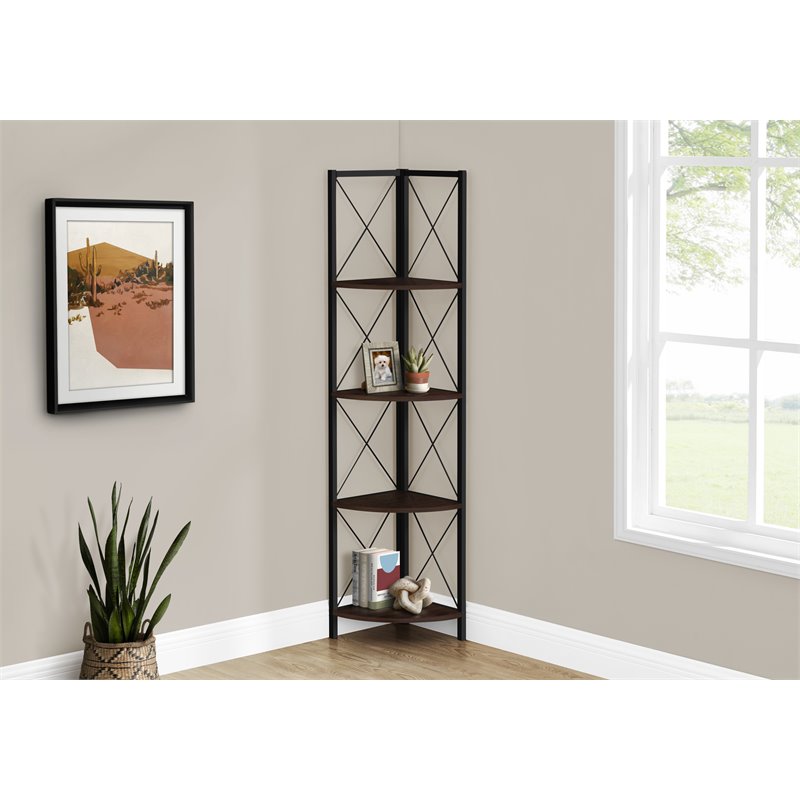 Pemberly Row Corner Bookshelf Etagere 4-Tier 60