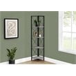 Pemberly Row Corner Bookshelf Bookcase Etagere 4-Tier Office/Bedroom Metal Grey