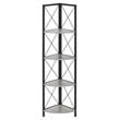 Pemberly Row Corner Bookshelf Bookcase Etagere 4-Tier Office/Bedroom Metal Grey