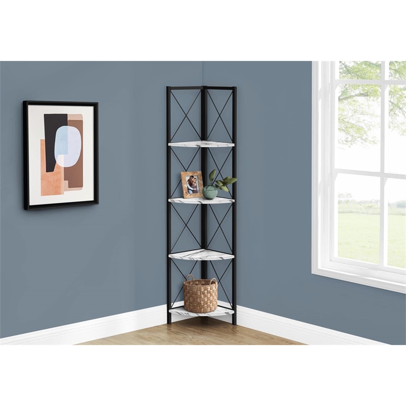 Pemberly Row Corner Bookshelf 4-Tier 60
