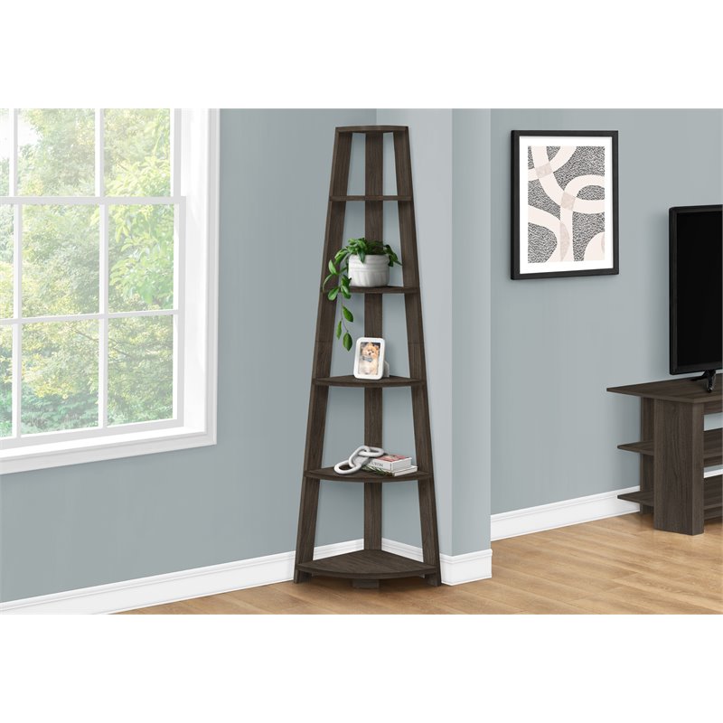 Pemberly Row Corner Bookshelf Etagere 5-Tier 72