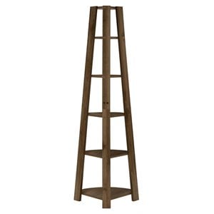 Pemberly Row Corner Bookshelf Etagere 5-Tier 72&quotH Office/Bedroom Laminate Walnut