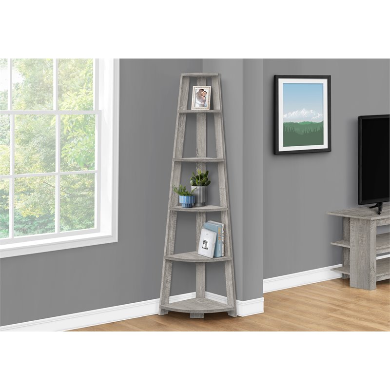 Pemberly Row Corner Bookshelf Etagere 5-Tier 72