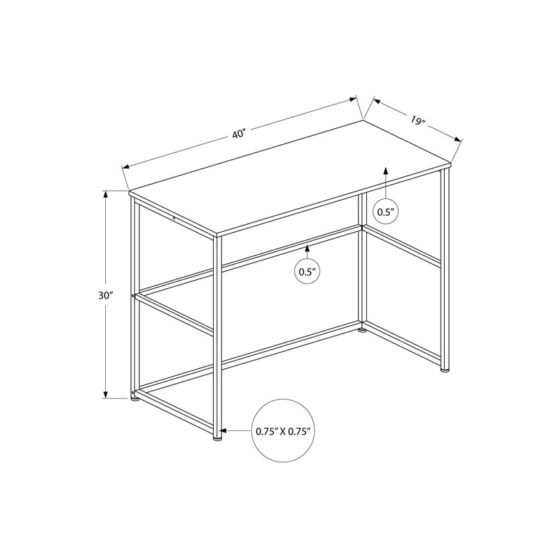 Pemberly Row Computer Desk Home Office Laptop Storage Drawers 40