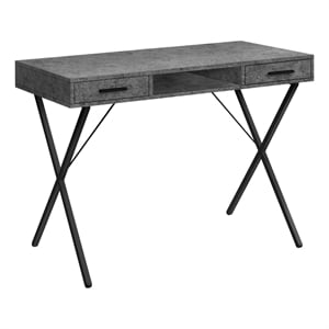Pemberly Row 42&quotL Computer Desk with Storage Drawers in Gray Stone-Look Laminate