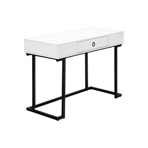 Pemberly Row Modern 42&quotL Metal Computer Desk in Glossy White/Black