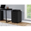 Pemberly Row File Cabinet Rolling Mobile Printer Stand Office Laminate Black