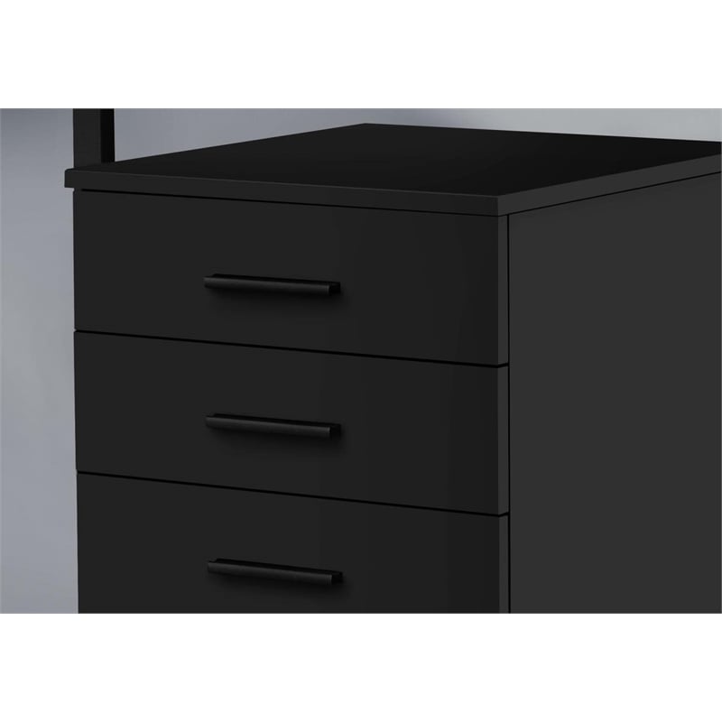 Pemberly Row File Cabinet Rolling Mobile Printer Stand Office Laminate Black