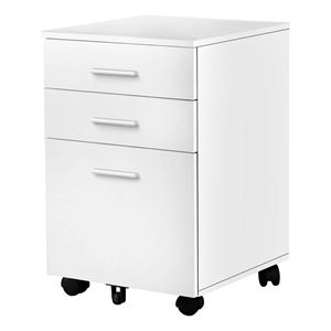 Pemberly Row File Cabinet Rolling Mobile Printer Stand Office Laminate White