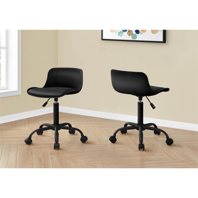 Pemberly Row Juvenile Metal Swivel Ergonomic Office Chair in Black