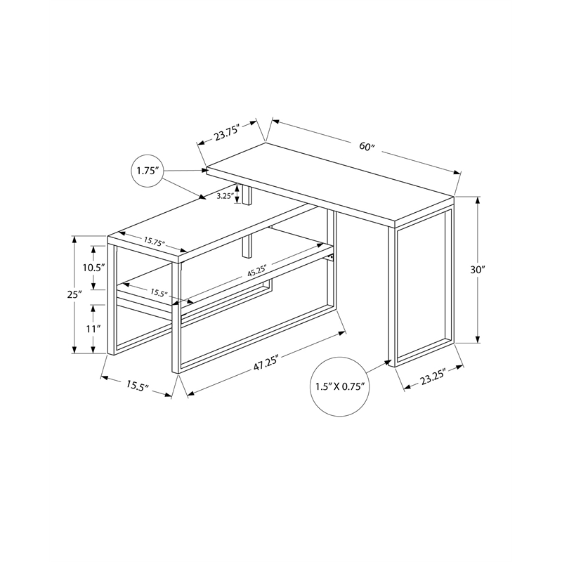 Pemberly Row Corner Computer Desk 60