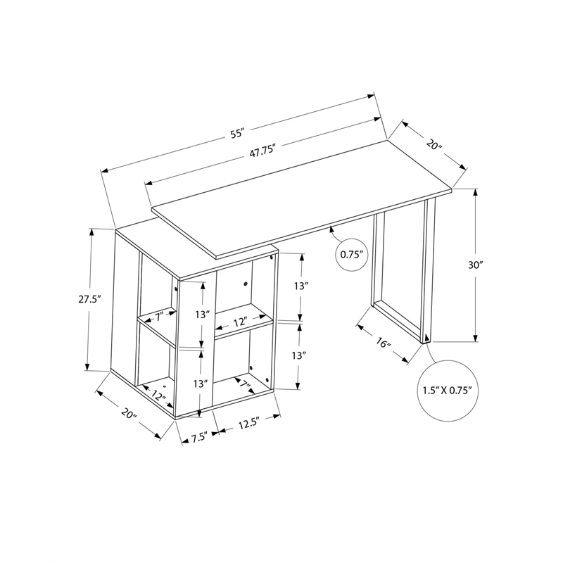Pemberly Row Computer Desk Home Office 55