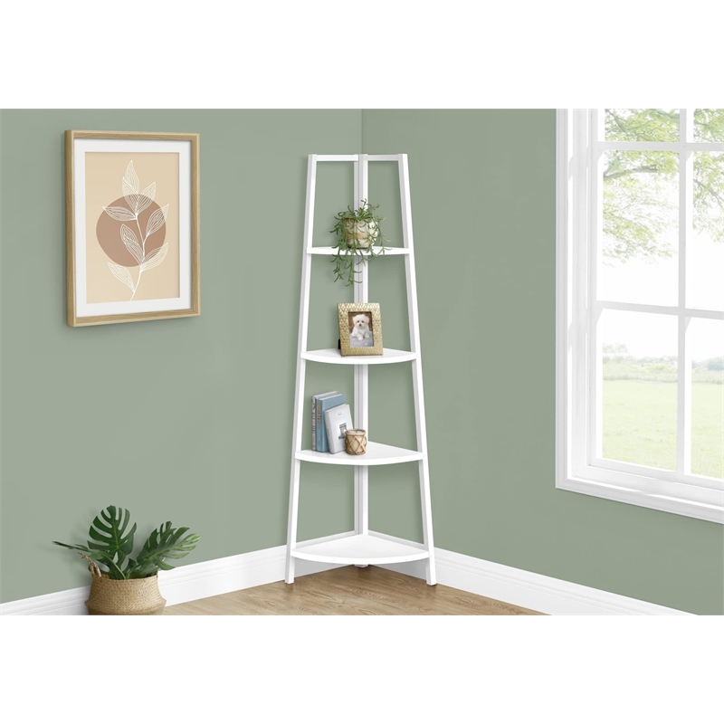 Pemberly Row Corner Bookshelf Etagere 4-Tier 60