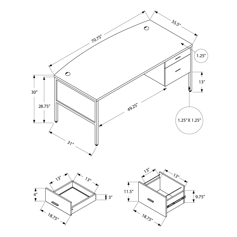 Pemberly Row Computer Desk 72
