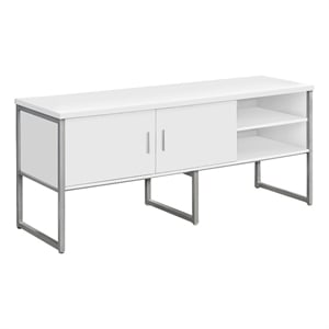 Pemberly Row Office Credenza 72&quotL Home Office Storage in White & Silver