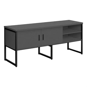 Pemberly Row Office Credenza Home Office Storage Commercial Grade - Gray & Black