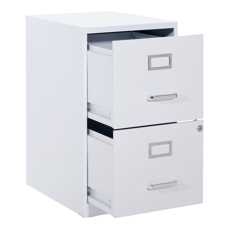 Pemberly Row Traditional 2-Drawers Locking Metal File Cabinet in White