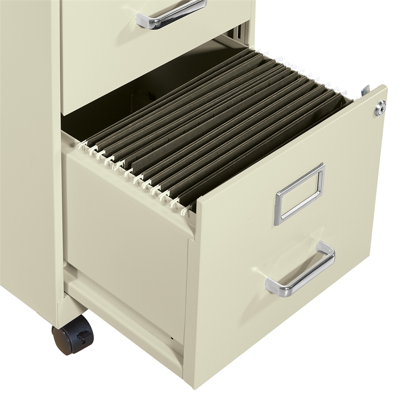 Pemberly Row 2-Drawers Mobile Locking Metal File Cabinet in Tan