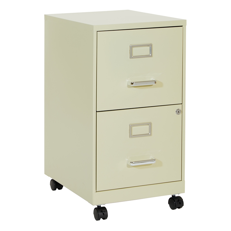 Pemberly Row 2-Drawers Mobile Locking Metal File Cabinet in Tan