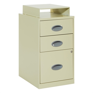 Pemberly Row 3-Drawers Locking Metal File Cabinet with Top Shelf in Tan