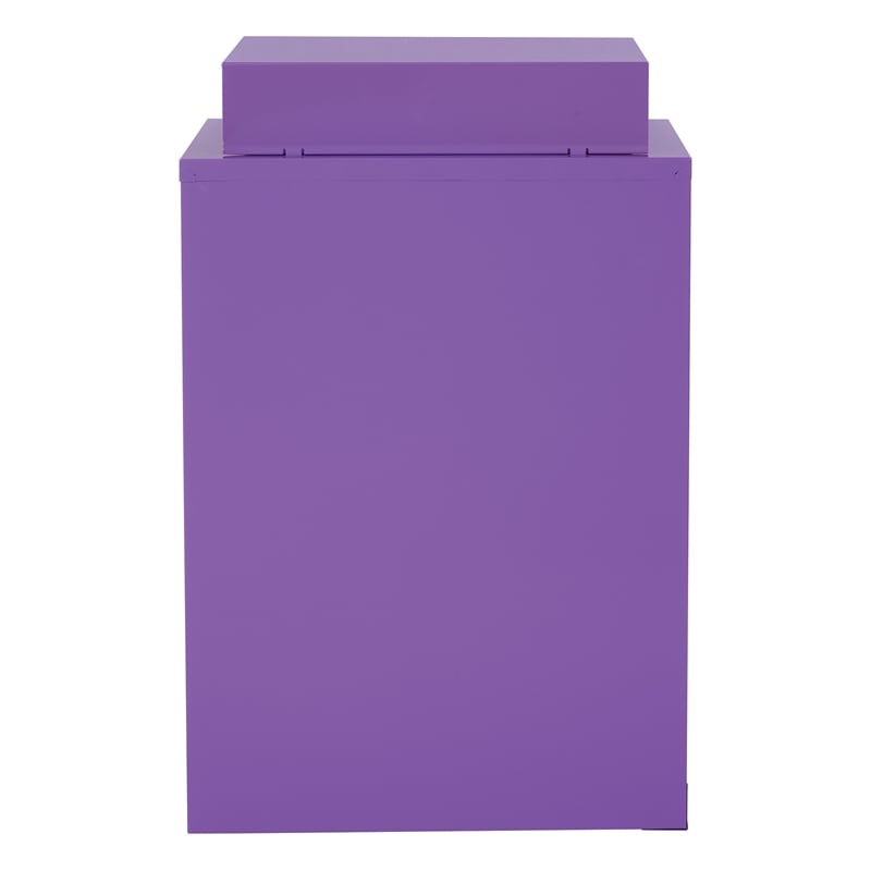 Pemberly Row 3-Drawers Locking Metal File Cabinet with Top Shelf in Purple