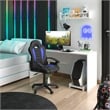 Pemberly Row Faux Leather Kids Gaming and Student Racer Chair in Blue/Black