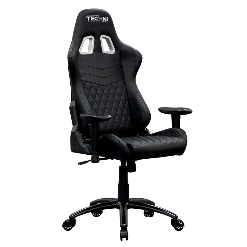 Pemberly Row Ergonomic High-Back Racer Style Gaming Chair in Black