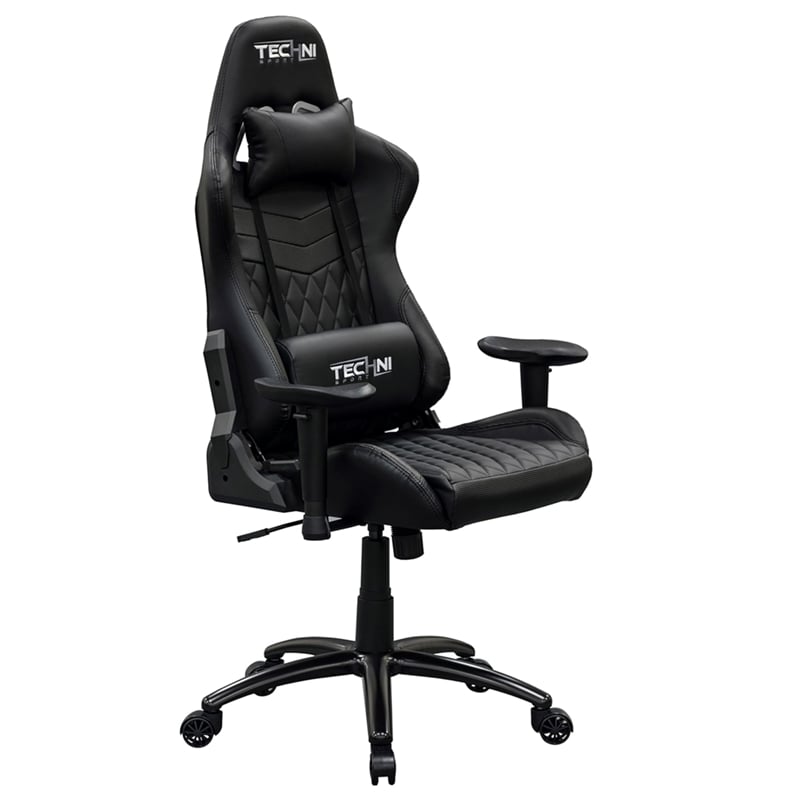 Pemberly Row Ergonomic High-Back Racer Style Gaming Chair in Black