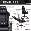 Pemberly Row Ergonomic High-Back Racer Style Gaming Chair in Black