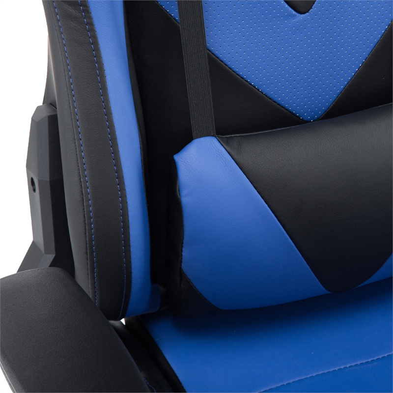 Pemberly Row Polyurethane and Steel Frame Office-PC Gaming Chair in Blue