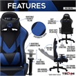 Pemberly Row Polyurethane and Steel Frame Office-PC Gaming Chair in Blue