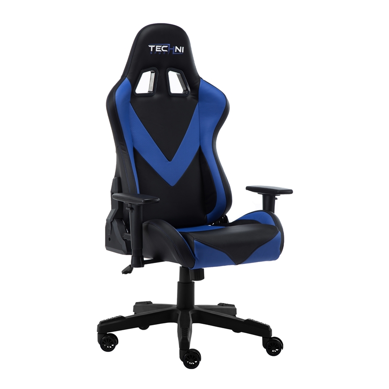 Pemberly Row Polyurethane and Steel Frame Office-PC Gaming Chair in Blue
