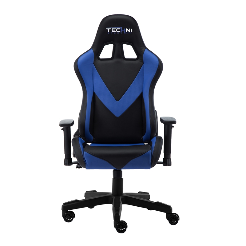 Pemberly Row Polyurethane and Steel Frame Office-PC Gaming Chair in Blue