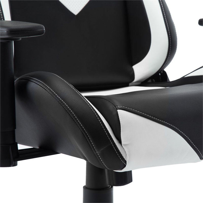 Pemberly Row Polyurethane and Steel Frame Office-PC Gaming Chair in White