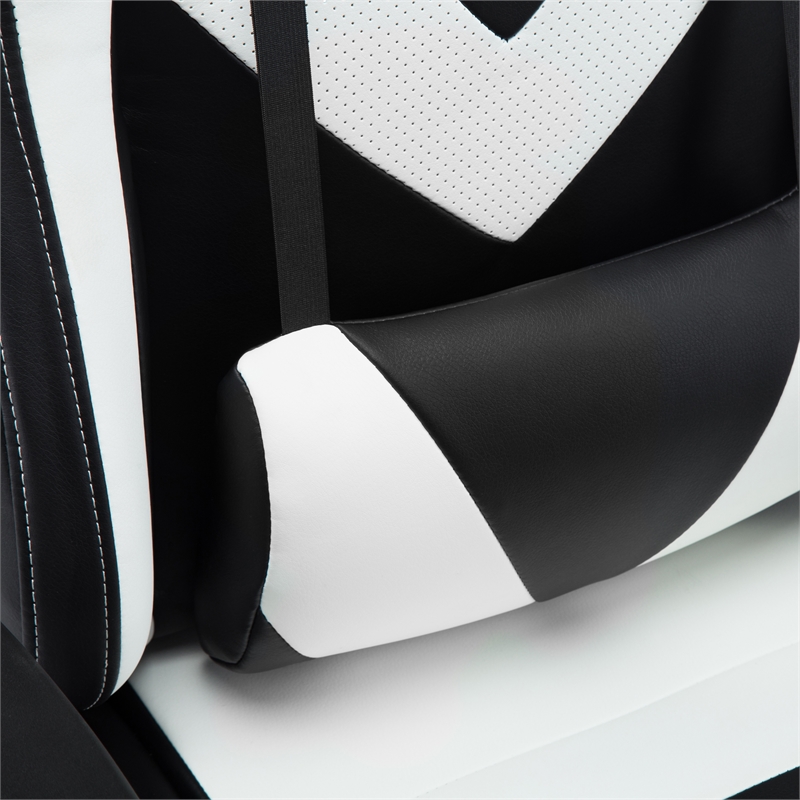 Pemberly Row Polyurethane and Steel Frame Office-PC Gaming Chair in White