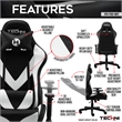 Pemberly Row Polyurethane and Steel Frame Office-PC Gaming Chair in White