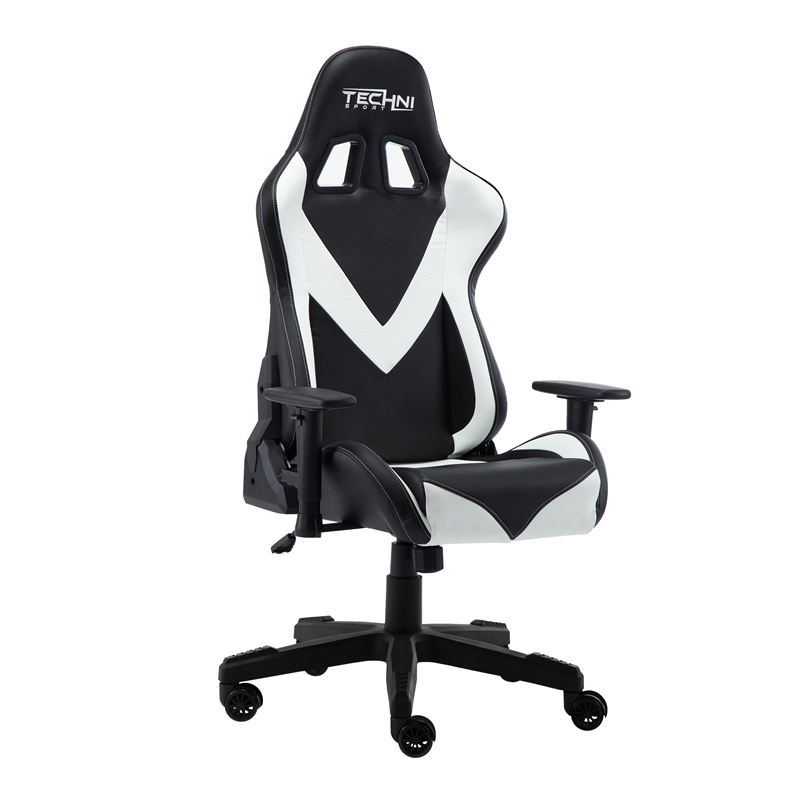 Pemberly Row Polyurethane and Steel Frame Office-PC Gaming Chair in White