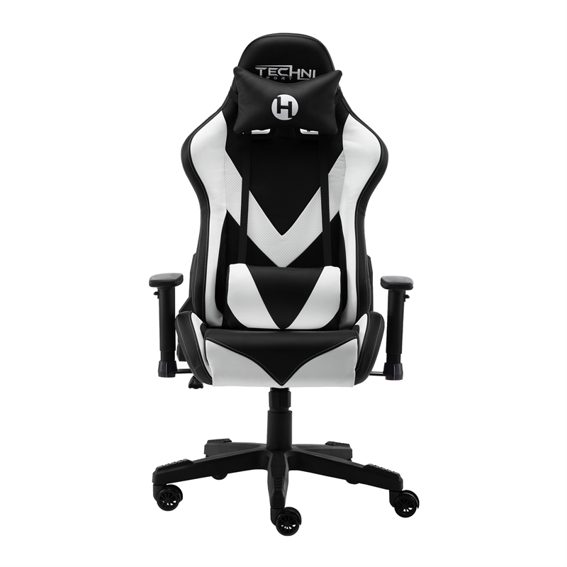 Pemberly Row Polyurethane and Steel Frame Office-PC Gaming Chair in White