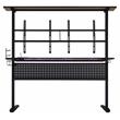Pemberly Row Wood Top Gaming Table with 2 Metal Screen Holders in Black