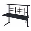 Pemberly Row Wood Top Gaming Table with 2 Metal Screen Holders in Black