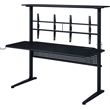 Pemberly Row Wood Top Gaming Table with 2 Metal Screen Holders in Black