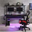 Pemberly Row Wood Top Gaming Table with 2 Metal Screen Holders in Black