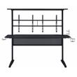 Pemberly Row Wood Top Gaming Table with 2 Metal Screen Holders in Black