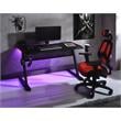 Pemberly Row Metal Frame Gaming Table with USB Port & LED Light in Black & Red